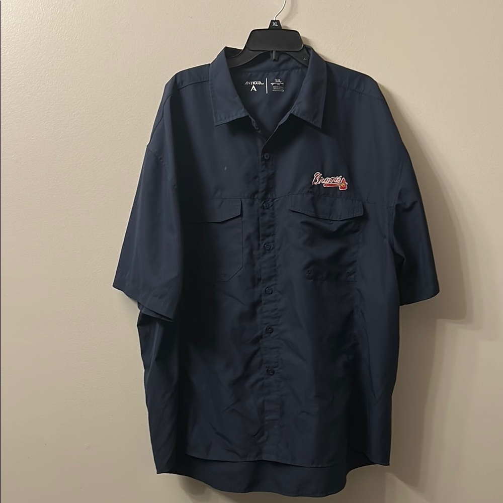 Antigua Navy Blue Braves Logo 3XL Shirt